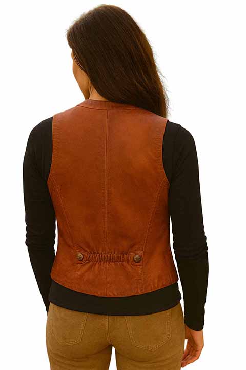 Scully Women's Leather Vest in Cognac