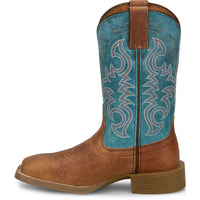 Justin Women's Della 11" Western Boot in Tan Brown/Blue