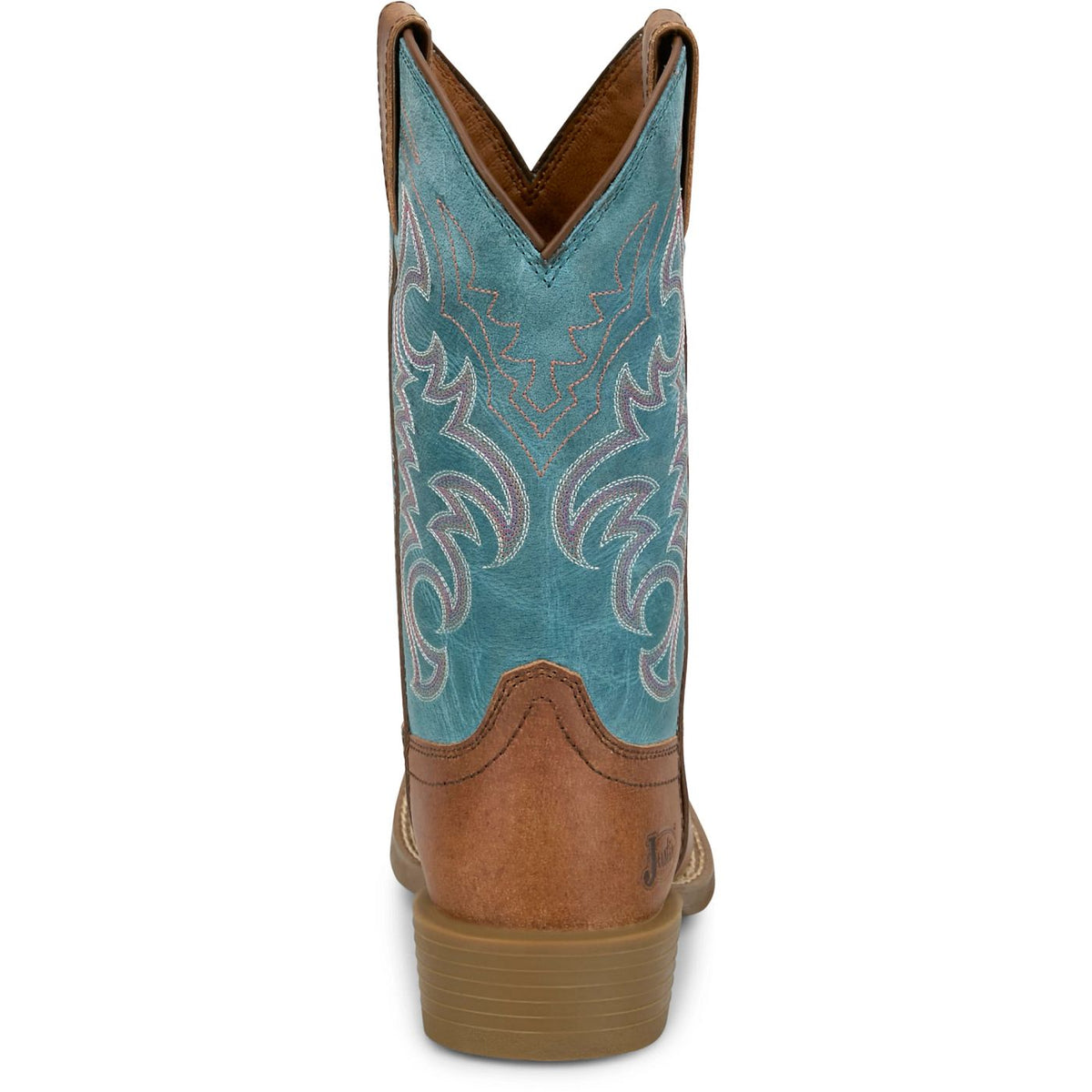 Justin Women's Della 11" Western Boot in Tan Brown/Blue