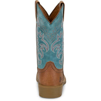 Justin Women's Della 11" Western Boot in Tan Brown/Blue