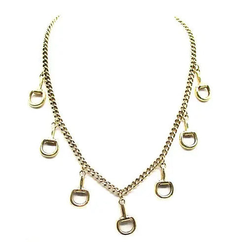 17" Western Snaffle Bit Charm Necklace in Gold