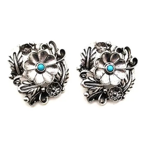 Western Flower Concho Stud Earrings