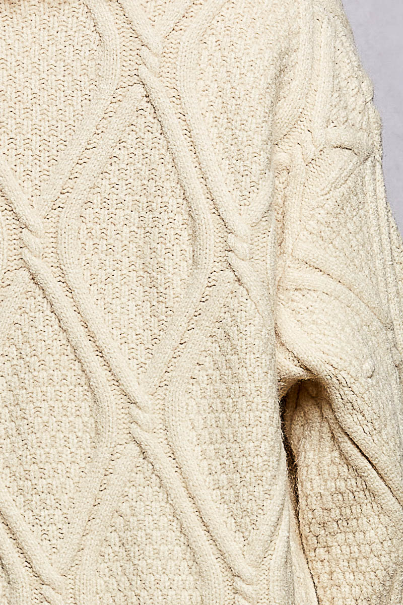 Women's Long Cable Knit Cardigan in Cream