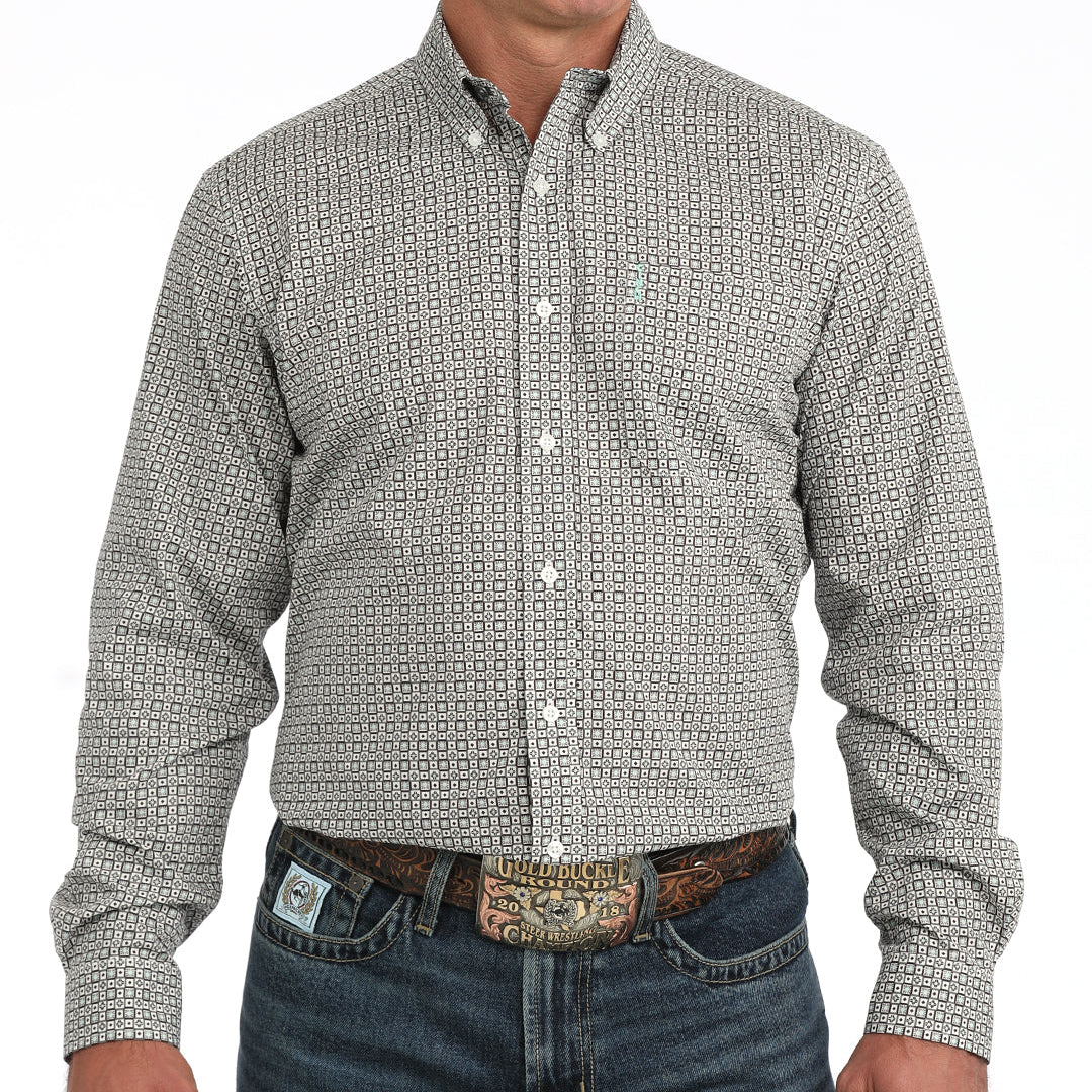 Cinch Men's L/S Modern Fit Western Button Down Shirt in White