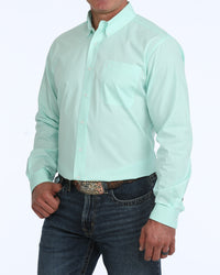 Cinch Men's L/S Solid Modern Fit Western Button Down Shirt in Turquoise