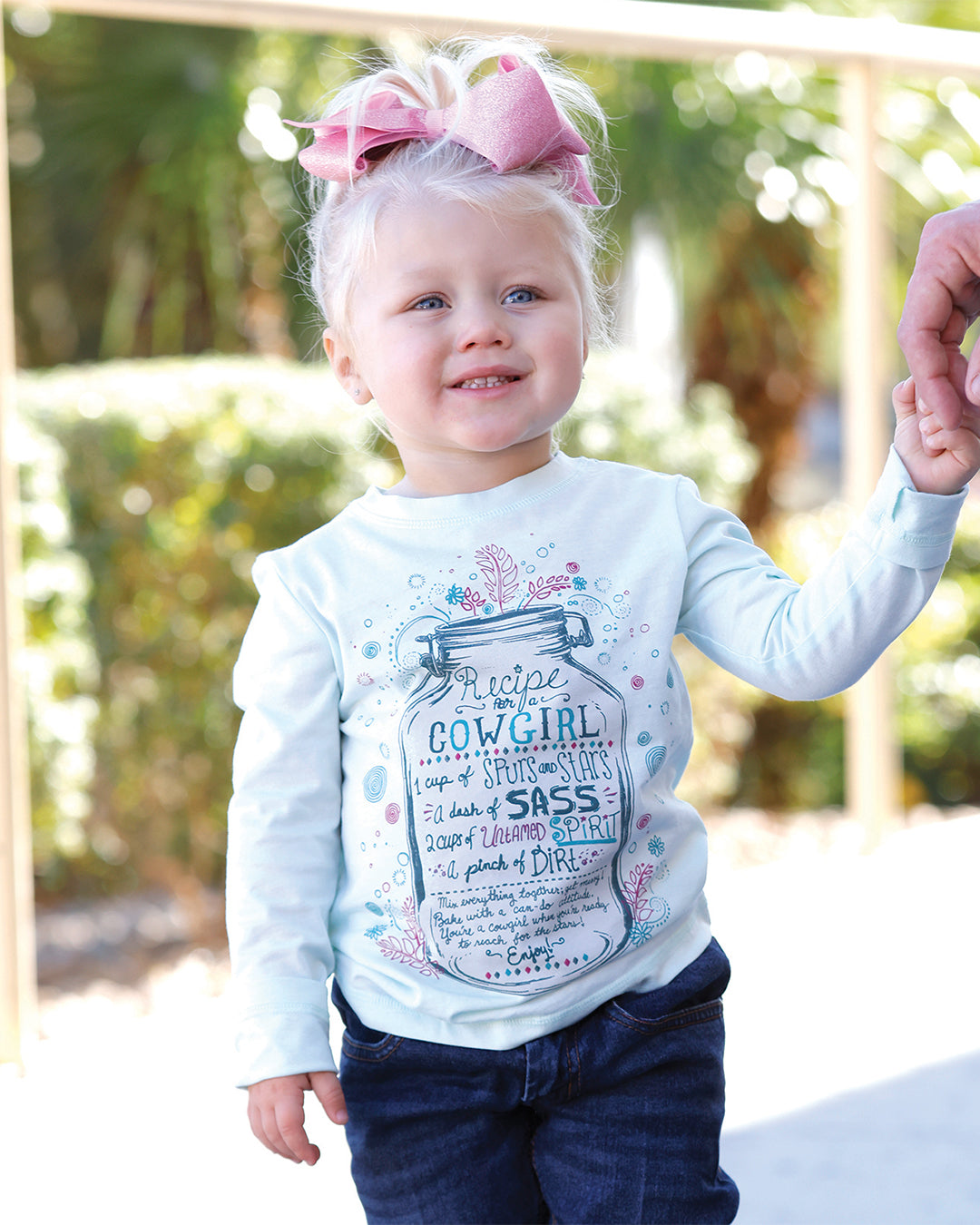 Cruel Girl's Toddler L/S "Recipe for a Cowgirl" Graphic Tee in Light Blue