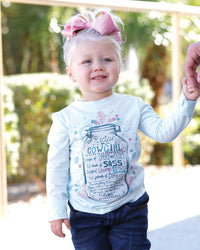 Cruel Girl's Toddler L/S "Recipe for a Cowgirl" Graphic Tee in Light Blue