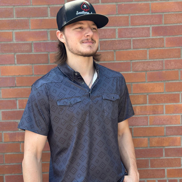 Red Dirt Hat Co. Men's S/S Cowboy Casual Polo in Diamond Stitch
