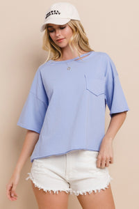 Women's Knit Cut Out Top in Periwinkle (Available in Regular and Plus Sizes)