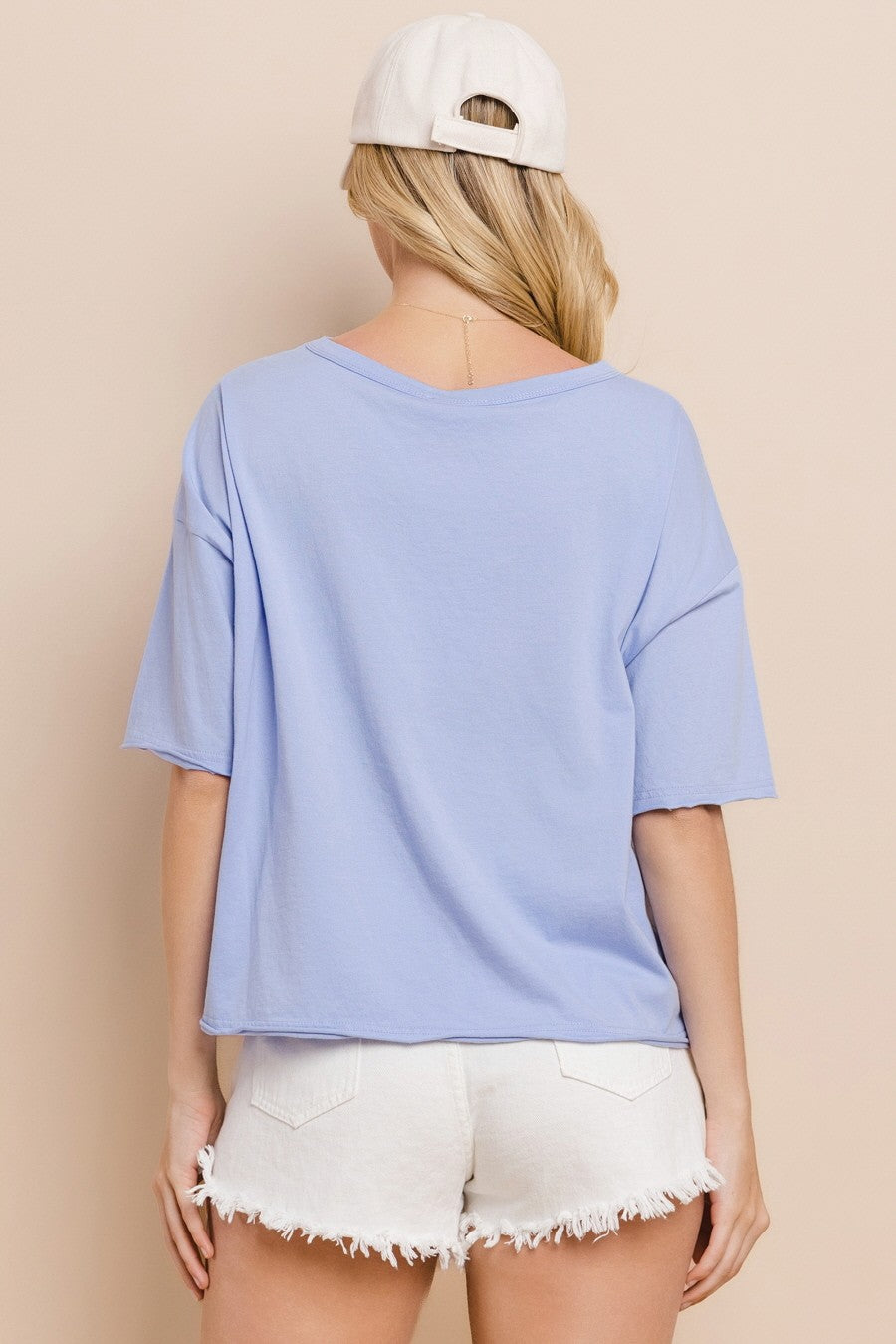 Women's Knit Cut Out Top in Periwinkle (Available in Regular and Plus Sizes)