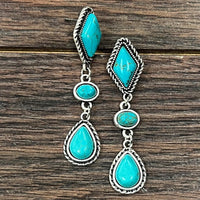 Turquoise Tri-Stone Drop Earrings