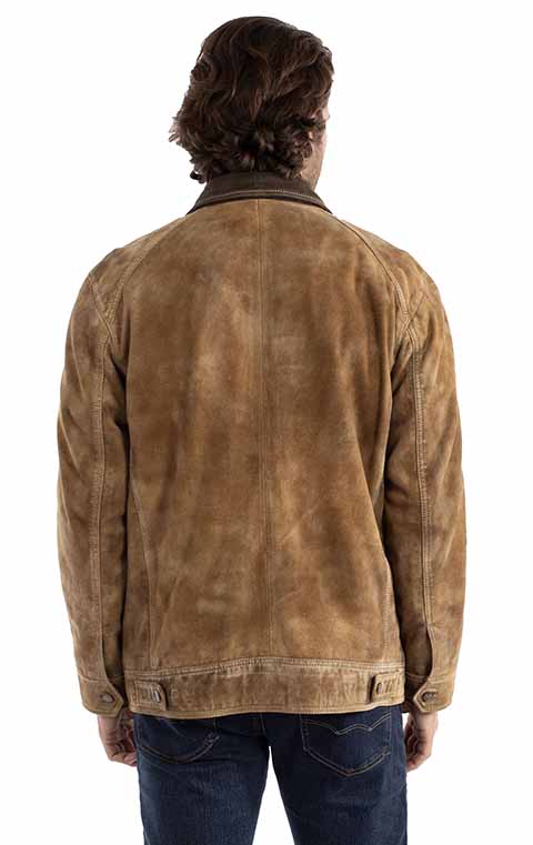 Scully Men's Western Collared Leather Jacket in Tan