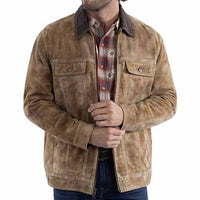 Scully Men's Western Collared Leather Jacket in Tan