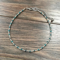 Navajo Inspired Pearl & Blue Rondelle Gemstone Necklace