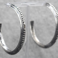 Antique Silver Half Hoop Post Earrings