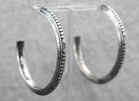 Antique Silver Half Hoop Post Earrings