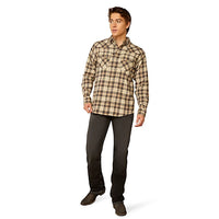 Ariat Men's Holin L/S Retro Fit Western Snap Shirt in Sandshell Plaid