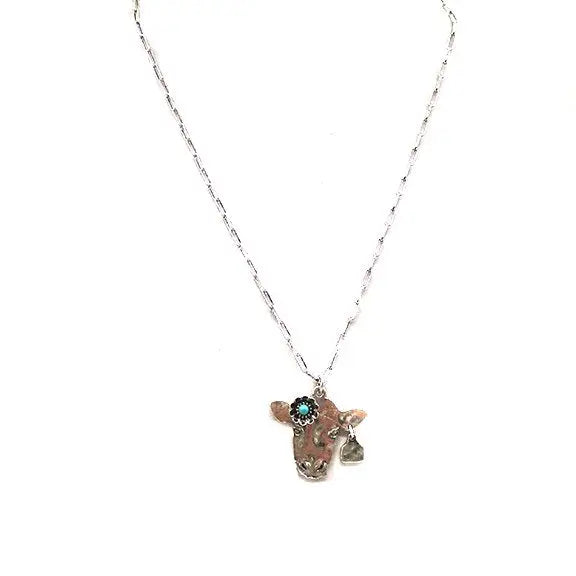 Western Heifer with Turquoise Flower Necklace