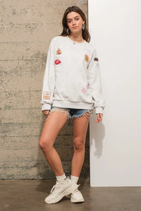 Women's French Terry Western Patch Sweatshirt in Oatmeal