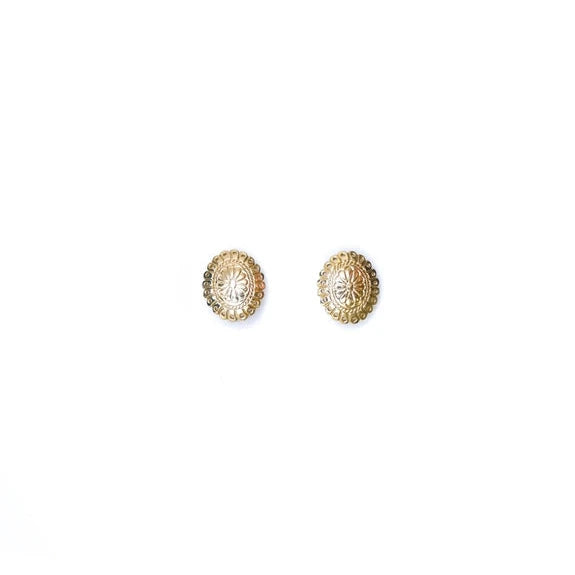 West & Co. Small Gold Floral Stamped Concho Post Earrings