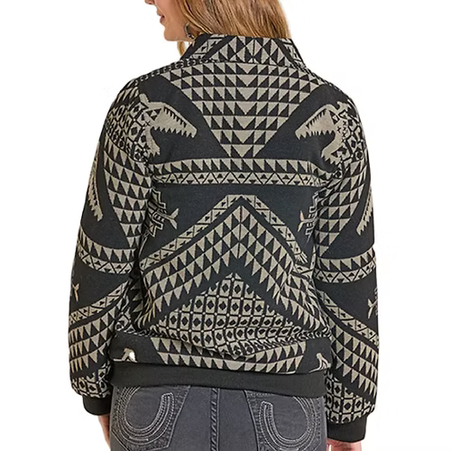 Panhandle Slim Women's Aztec Bomber Jacket in Black