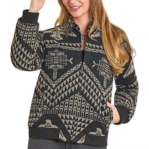 Panhandle Slim Women's Aztec Bomber Jacket in Black