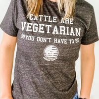 American Farm Co. "Cattle Are Vegetarian" T-Shirt in Dark Heather Grey