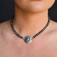 West & Co. Silver Navajo Inspired Pearl & Turquoise Concho Choker