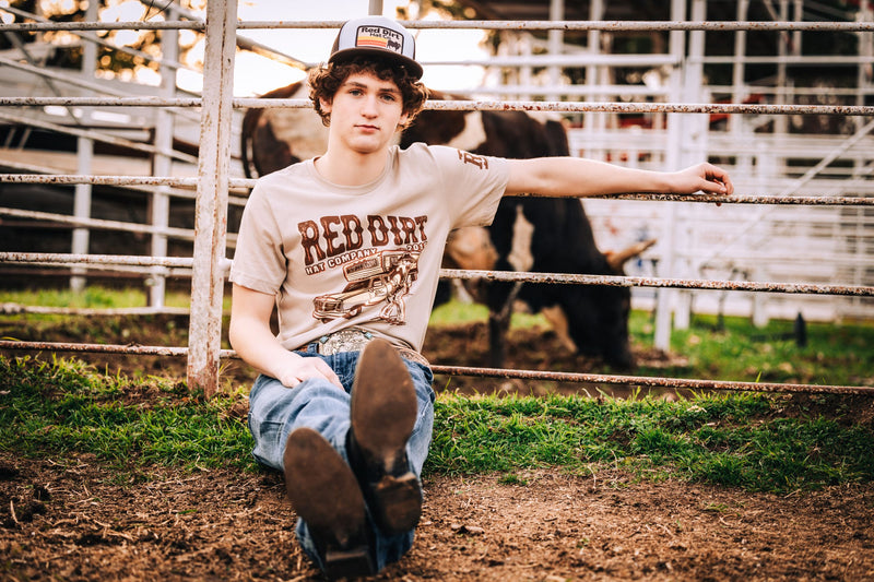 Red Dirt Hat Co. "Rodeo Ready" T-Shirt in Heather Tan