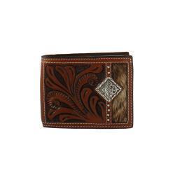 3D Men's Floral Leather Calf Hair Concho Bifold Wallet