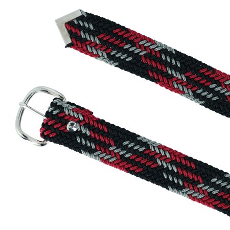 Black, Grey, and Red Nylon Braided Belt