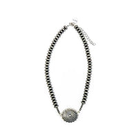 West & Co. Silver Navajo Inspired Pearl Disc Concho Necklace