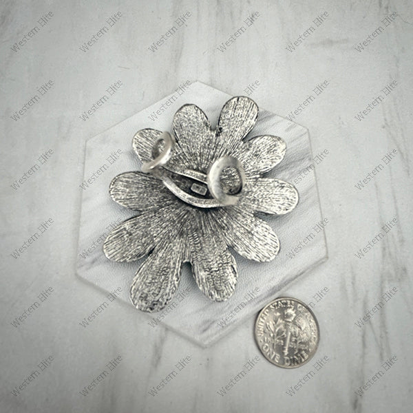 White Stone Flower Cluster Statement Ring