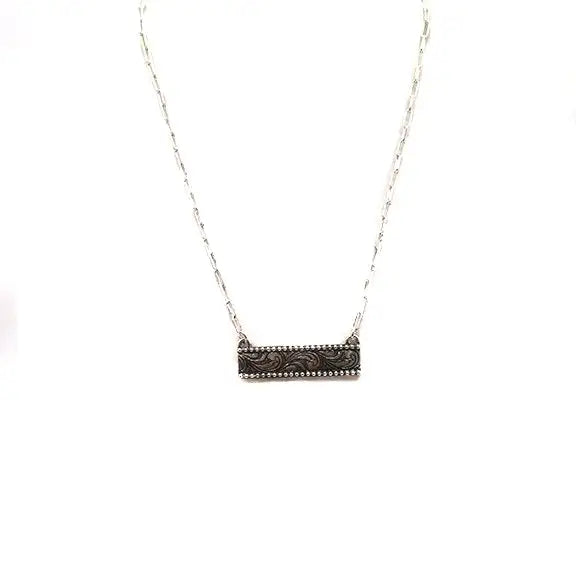 Western Etched Bar Necklace