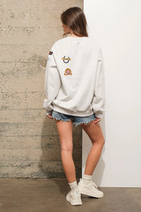 Women's French Terry Western Patch Sweatshirt in Oatmeal