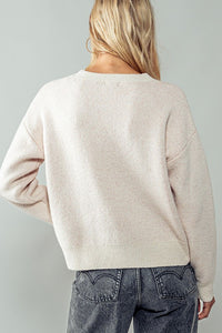 Women's "Howdy Cowboy" Wordy Knit Sweater in Ivory