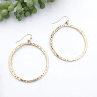 West & Co. Burnished Hammered Gold Dangle Hooped Earrings