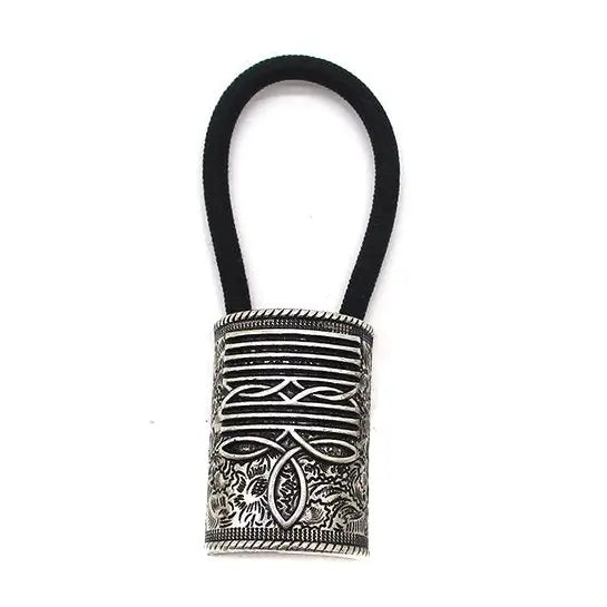 Silver Western Boot Stitch Rectangle Concho Hair Tie