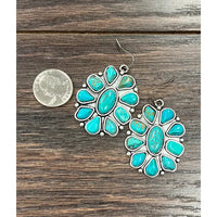 Navajo Inspired Turquoise and Silver Dangle Earrings