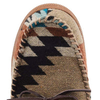 Twister Men's Milo Moccasin Slippers in Tan & Blue Aztec