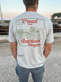 American Farm Co. "Proud American Farmer" T-Shirt in Stone Grey