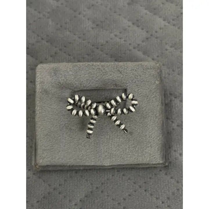 Sterling Silver Handmade Beaded Bow Tie Stretch Ring