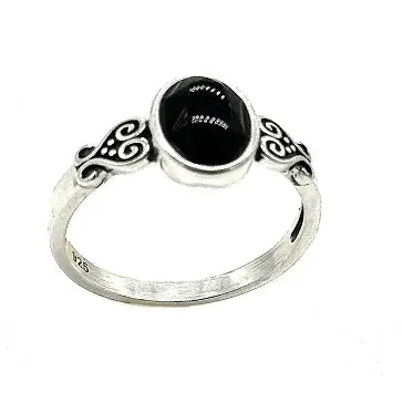 Faceted Black Onyx Sterling Silver Ring