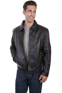 Scully Men's Western Yoke Concealed Carry Leather Jacket in Black