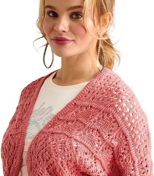 Ariat Women's Frannie Open Front Sweater in Slate Rose