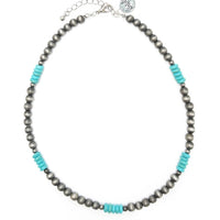 West & Co. Silver Navajo Inspired Pearl & Turquoise Beaded Choker