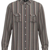 Hooey Men's Sol Serape Stripe L/S Western Snap Shirt in Grey