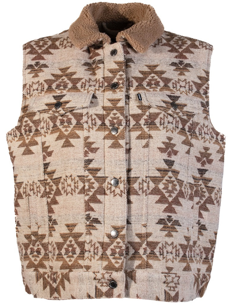 Hooey Women's Aztec Sherpa Vest in Cream & Tan