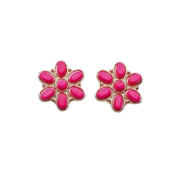 West & Co. Pink Stone Flower Gold Stud Earrings