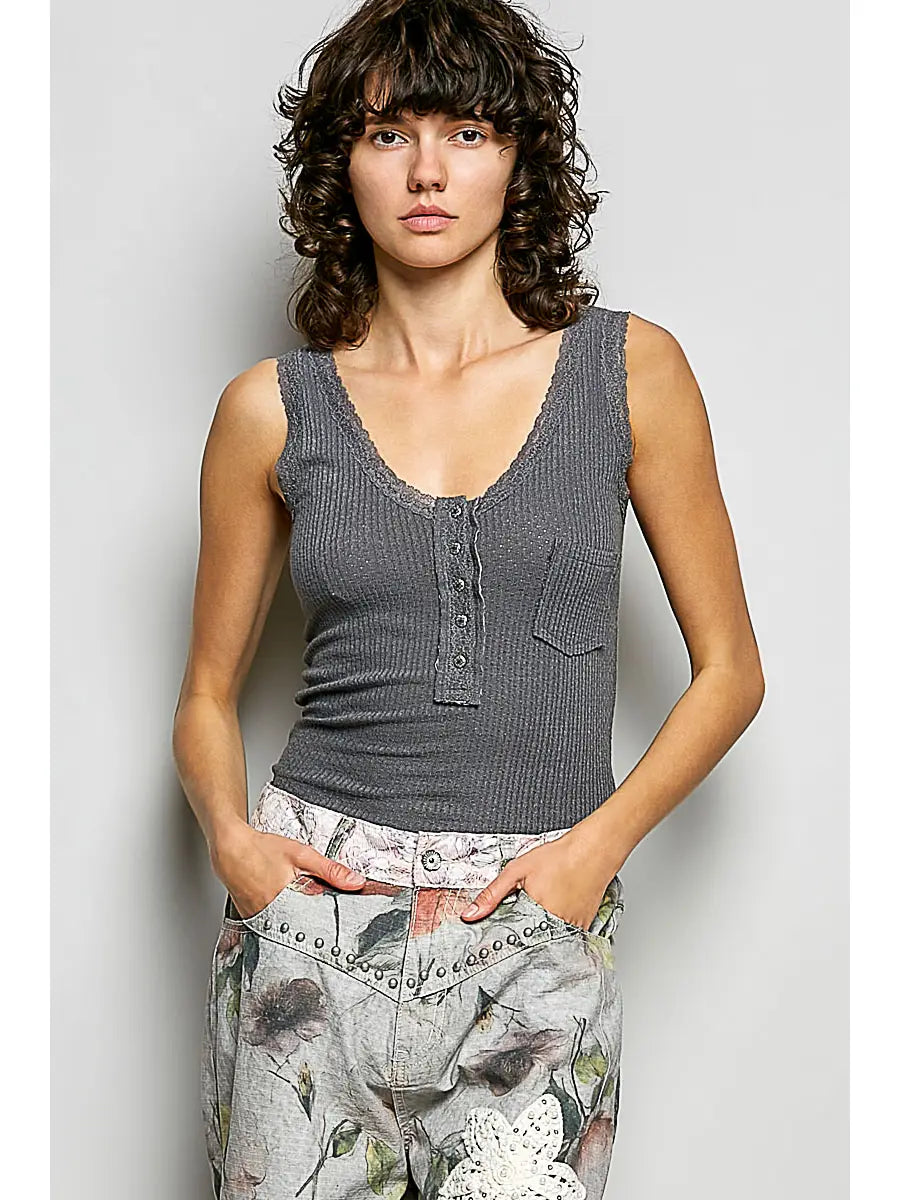 Women's Ribbed Knit V-Neck Tank (Three Colors)